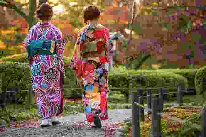 A Young Woman In A Vibrant Kimono Walks Through A Traditional Japanese Garden, Surrounded By Lush Foliage And Blooming Flowers. My Asakusa: Coming Of Age In Pre War Tokyo