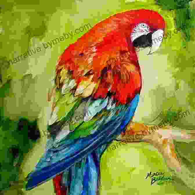 Completed Oil Painting Of A Macaw, Showcasing The Vibrant Colors And Intricate Details How To Oil Paint A Macaw Parrot (Intermediate 1)