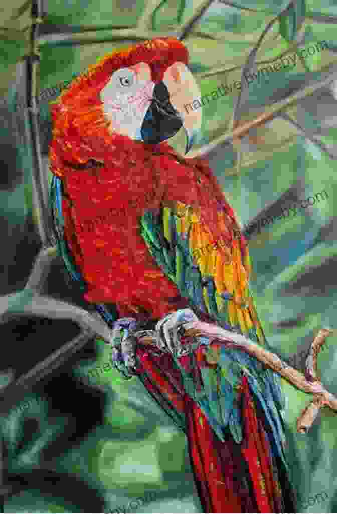 Partially Completed Oil Painting Of A Macaw, Showcasing The Initial Layers Of Color Blocking How To Oil Paint A Macaw Parrot (Intermediate 1)